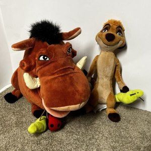 Disney The Lion King Pumba & Timon Grub Bugs Plush Pumbaa Stuffed Animals EUC
